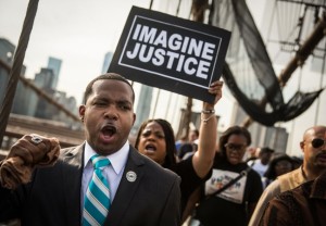 Black Lives Matter Imagine Justice Brooklyn Bridge protest for Eric Garner. Getty Images.